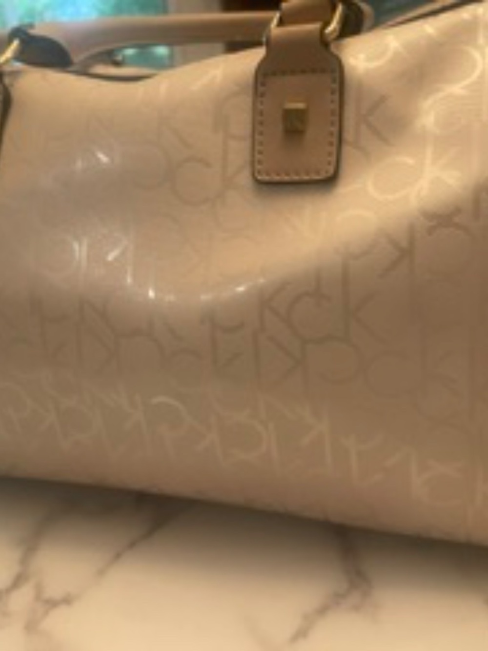 Calvin Klein Monogram Satchel Bowler Bag | Beige/Champagne - 0001 - Picture 3 of 3